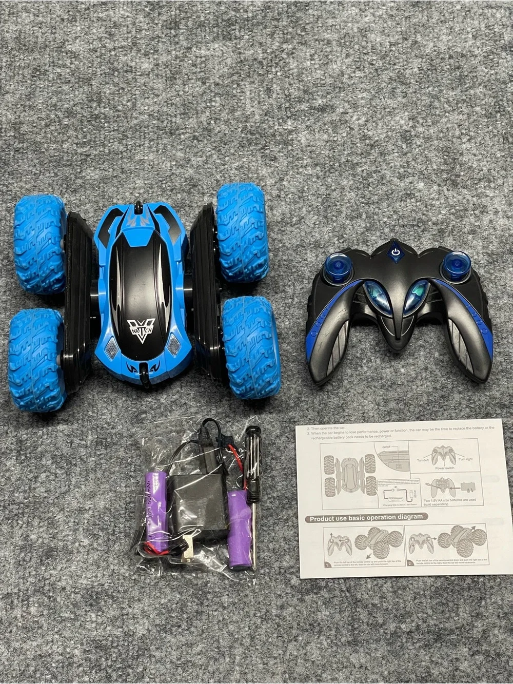 Blue Remote Control Stunt Car - Styled Kids Toy